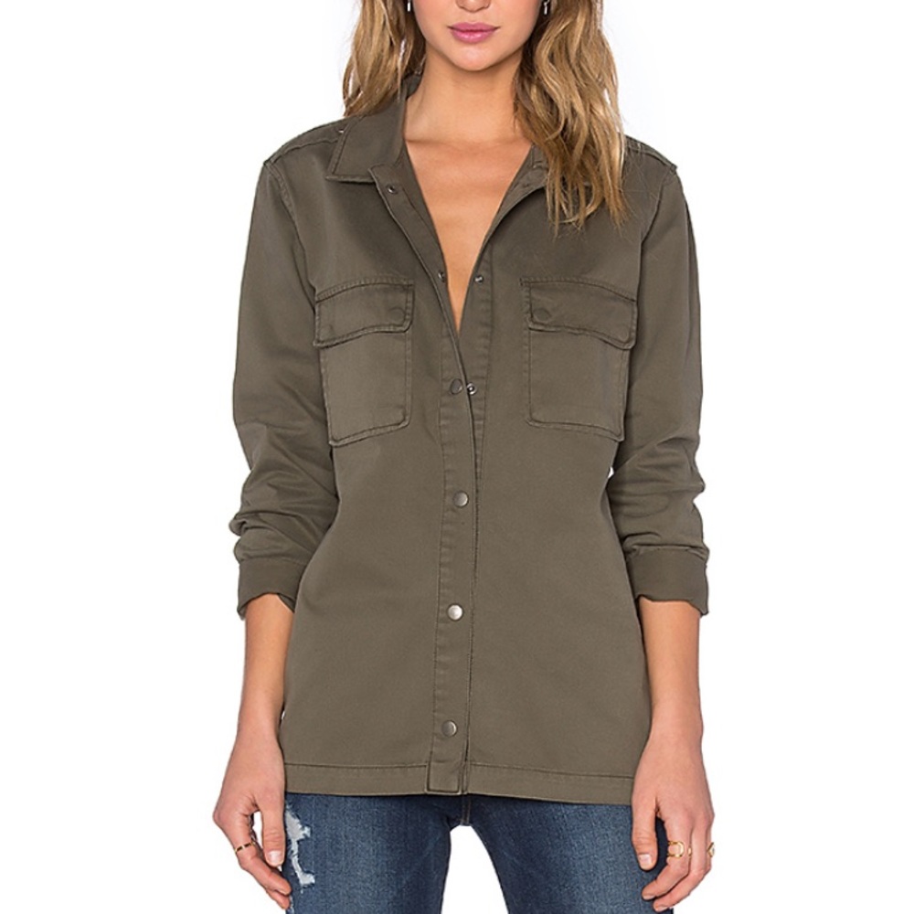 Anine Bing Army Denim Shirt in Army Green. Size XS